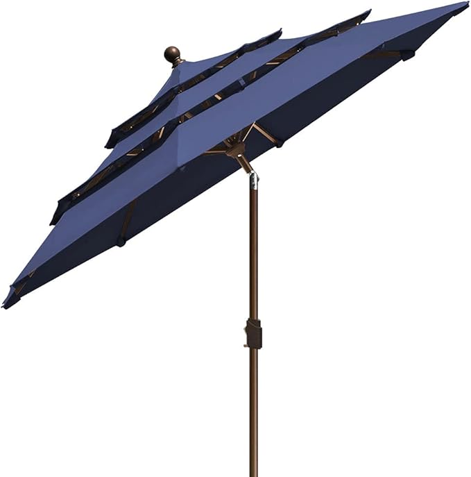 EliteShade USA 10-Year-Non-Fading 9Ft 3 Tiers Market Umbrella Patio Umbrella Outdoor Table Umbrella with Ventilation, Navy Blue