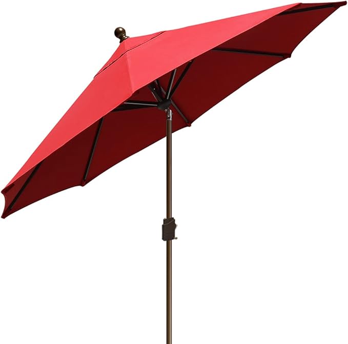 EliteShade USA 10-Year-Non-Fading 10Ft Market Umbrella Patio Umbrella Outdoor Table Umbrella with Ventilation, Logo Red