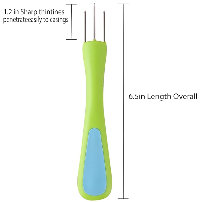 4 pcs Sausage Pricker Tool,3 sharp prongs sausage pricker for Sausage Casings Natural Hog Casing