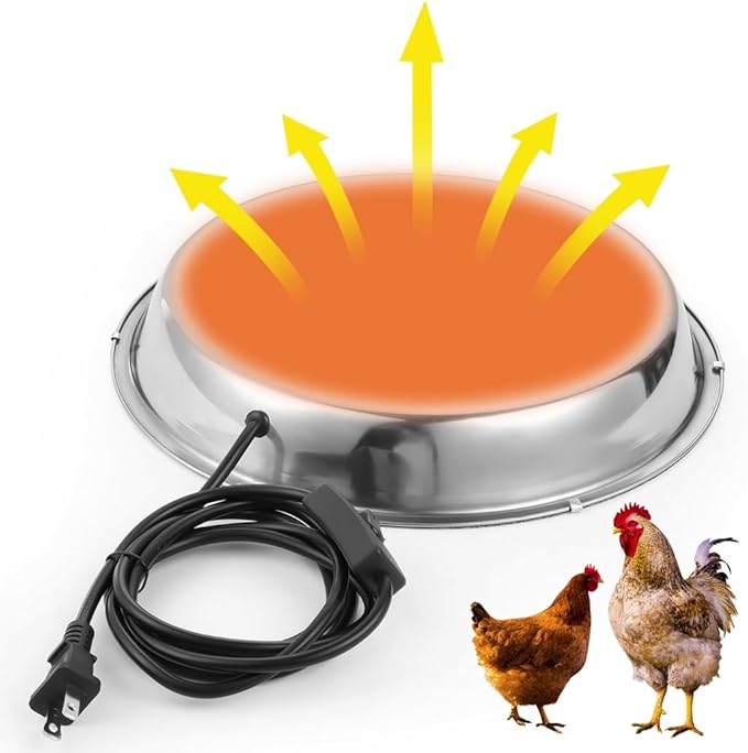Heater Water Pet for Metal Poultry Founts, Chicken Waterer Poultry Base Deicer Heated Heated Base Pet Water Heater Winter 55 Watts for