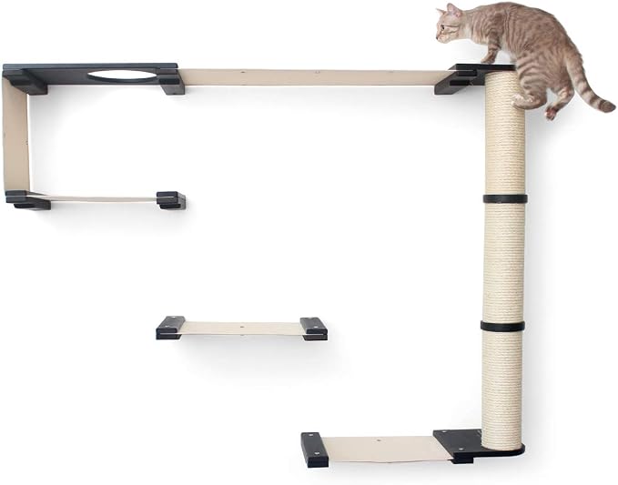 CatastrophiCreations Cat Mod Climb Track Handcrafted Wall Mounted Cat Tree Shelves, English Chestnut/Natural, One Size (528375911ENNAT)
