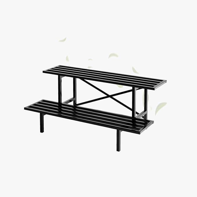 Zhongma 2 Tier Sturdy Metal Plant Stand Heavy Duty Plant Holder for Home Indoor and Outdoor, L35.43 x W17.5 x H14 inch, 440 LBS Capacity & Heavy Duty Construction.