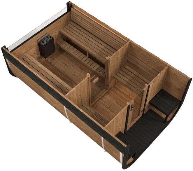 Model CL12GCP, Cube-Series Outdoor Home Sauna Suite Kit, Up to 8 Persons (Sauna Heater and Sauna Stones Included) (Drop 9 WiFi - Gold)