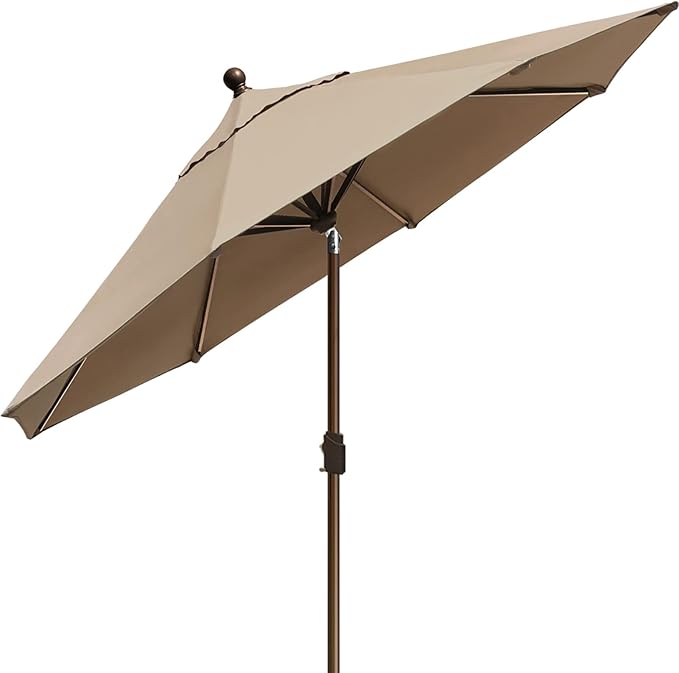 EliteShade USA 10-Year-Non-Fading 9Ft Market Umbrella Patio Umbrella Outdoor Table Umbrella with Ventilation, Heather Beige