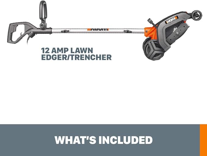WORX WG896 12 Amp 7.5 Inch Corded Electric Lawn Edger & Trencher, Orange and Black