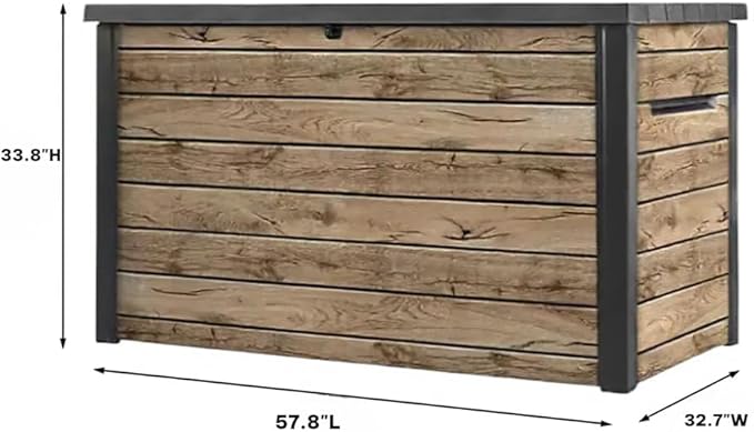 230 Gallon Deck Storage Box Outdoor Patio Container (Ash Wood Brown)