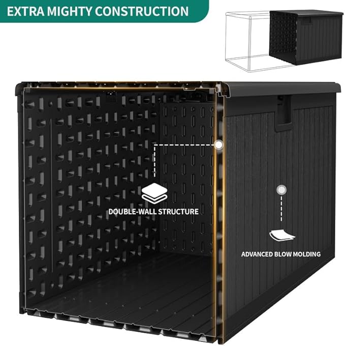YITAHOME XL 150 Gallon Large Deck Box,Outdoor Storage for Patio Furniture Cushions,Garden Tools,Waterproof,Lockable (Black)