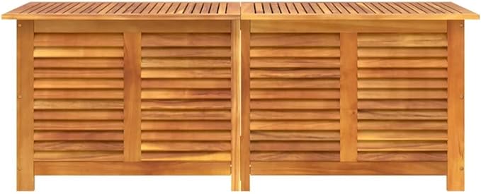 Wooden Garden Storage Box with Louver, Outdoor Cabinet Patio Storage Container for Furniture Tools, 59.1"x19.7"x22" Solid Wood Acacia,-131