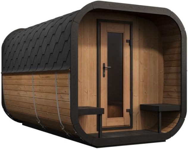 Model CL12GCP, Cube-Series Outdoor Home Sauna Suite Kit, Up to 8 Persons (Sauna Heater and Sauna Stones Included) (Drop 9 WiFi - Glass)
