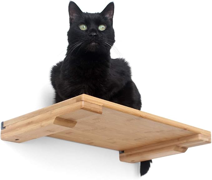 CatastrophiCreations Cat 18" Shelf Handcrafted Elevated Wall, Natural Bamboo, one Size