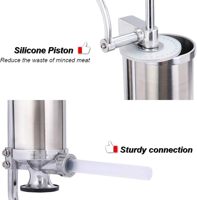 Sausage Stuffer, Stainless Steel Homemade Sausage Maker Vertical Meat Filling Kitchen Machine, Packed 8 Stuffing Tubes (2.5LBS VERTICAL)