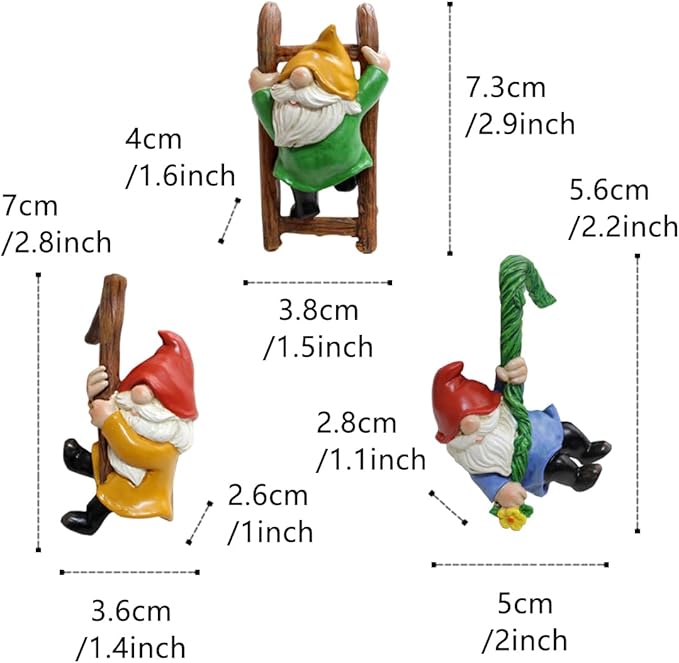 3 PCS Climbing Gnomes Tree Faces Decor Outdoor for Yard, Gnomes Statue, Outdoor Fairy Garden Resin Crafts, Flower Pot Landscape Dwarf, Micro Landscape Pendant Ornaments (3 PCS)