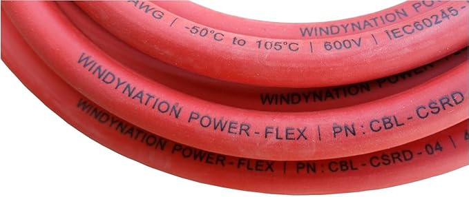 WindyNation 1/0 Gauge AWG (10 Feet Black + 10 Feet Red) Power Inverter Battery Cable Wire Kit for DC to AC Inverters RV, Car, Solar, Marine, Off-Grid