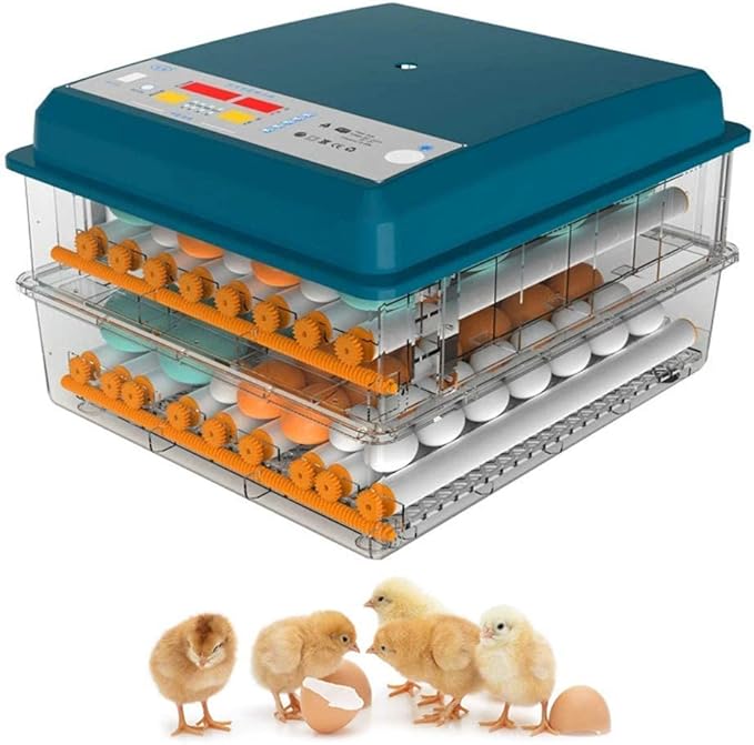 Digital Incubatores,Egg Incubator with Automatic Turning Function, Digital Automatic Hatcher with Temperature Control,for Egg Duck Egg Bird Egg Turkey Eggs Home, Blue-24 Egg