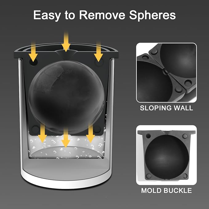 Clear Ice Cube Maker, 2.5 Inch Stainless Steel Crystal Large Clear Ice Ball Maker, Silicone Ice Cube Mold for Cocktails, Drinks & Bourbon, Whiskey Gifts for Men (1 Pack)