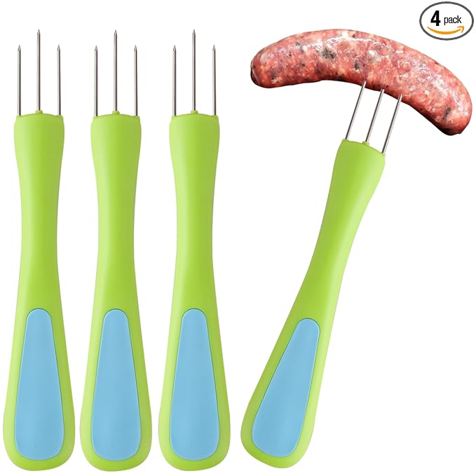 4 pcs Sausage Pricker Tool,3 sharp prongs sausage pricker for Sausage Casings Natural Hog Casing