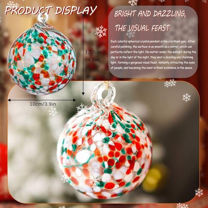 4" Blown Glass Gazing Ball Hanging Friendship Balls for Garden Patio Window Decoration Unique for Mom Wife