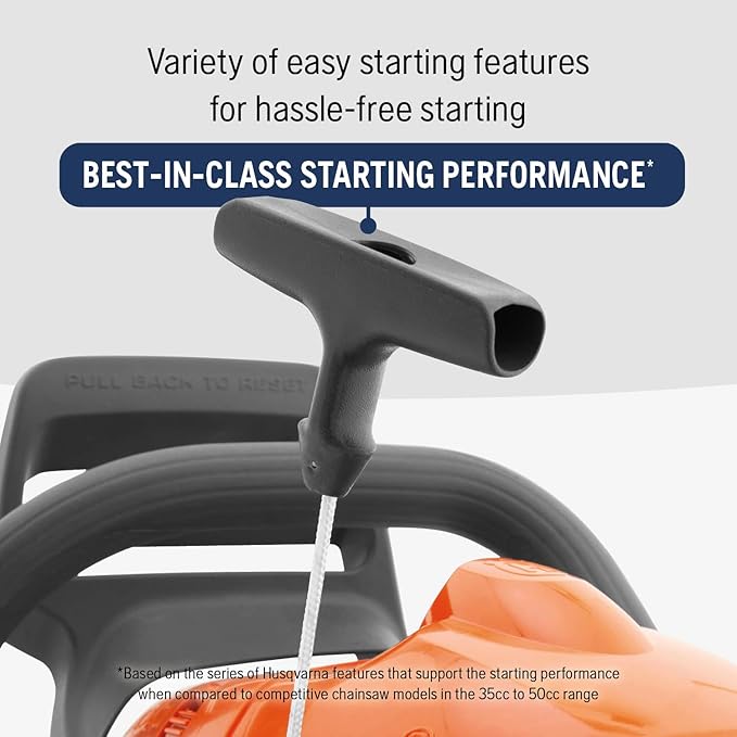 Husqvarna 445 Gas Chainsaw, 50-cc 2.8-HP, 2-Cycle X-Torq Engine, 18 Inch Chainsaw with Automatic Oiler, For Wood Cutting and Tree Trimming