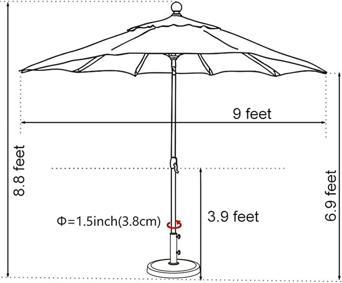 EliteShade USA 10-Year-Non-Fading 9Ft Market Umbrella Patio Umbrella Outdoor Table Umbrella with Ventilation, Heather Beige
