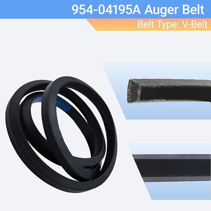 754-04195 954-04195A 1/2" x 37" Auger Drive Belt for Snow Throwers – Compatible with MTD, Troy-Bilt, Cub Cadet, Craftsman, Yard Man, Yard Machines Snow Blowers,Replaces 754-04195A 954-04195A(2/Pack)