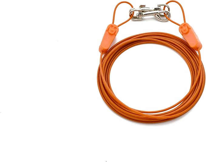 IntelliLeash12FT Tie-Out Cables for Dogs - Strong, Safe, and Durable Dog Tie-Outs for Small Dogs up to 10 Pounds - Weather and Wear Resistant Galvanized Aircraft Cable for Outside Use