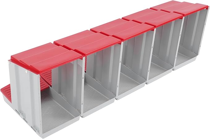 Chicken Nesting Box, 5 Compartments Laying Boxes for Hens, Nest Box for Chicken Duck Poultry Coop, Wall Mount Chickens Roosting Boxes, Protect Collect Egg (Red)