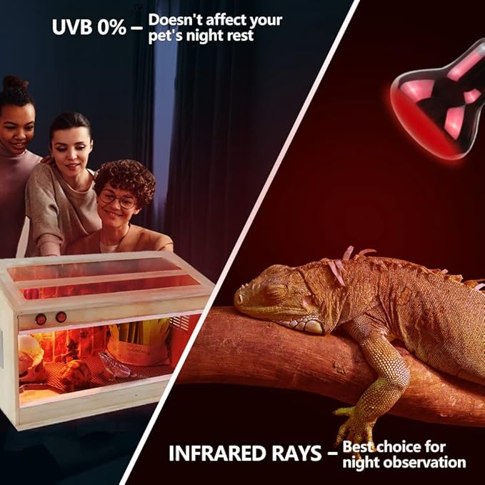 LUCKY HERP Infrared Heat Lamp 100W 2 Pack,Reptile & Amphibian Basking Spot Light Bulbs, Red Heat Lamp Bulbs for Reptiles, Bearded Dragon, Turtle, Lizard, Snake, Chicken