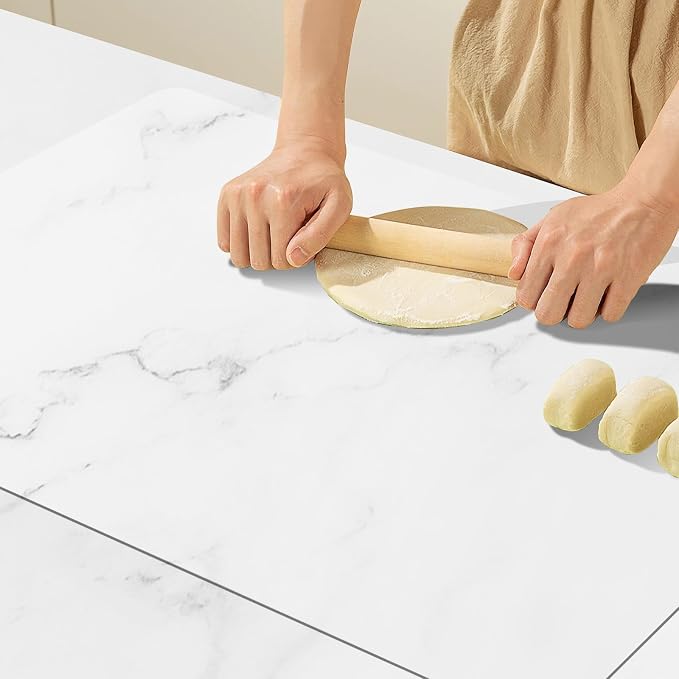 Food-Grade Silicone mat,2MM Extra Thick Silicone Mats for Kitchen Counter, 25.6" x17.7" Non-Slip Waterproof Large Countertop Protector Mat, Heat Resistant Mat, Silicone Placemat (Translucent)