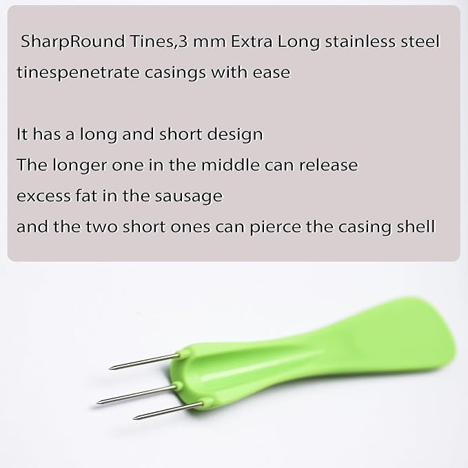4 pcs Sausage Pricker Tool,3 sharp prongs sausage pricker for Sausage Casings Natural Hog Casing