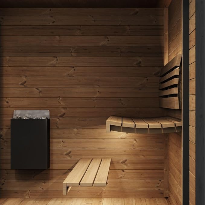 GL6 Outdoor Sauna Kit, Garden Luxury-Series Outdoor DIY Sauna Kit, Thermo-Spruce, up to 6 Persons Bundles (Sauna Heater and Sauna Stones Included) (Drop 9 WiFi - Mirror)