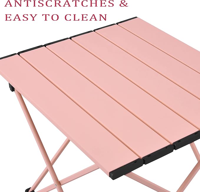 Grope Portable Beach Table for Sand, Folding Camping Table (Pink-S) | Aluminum Table With Carry Bag for Camping,Portable & Easy to Carry,Prefect for Outdoor, Picnic, BBQ, Cooking, Beach