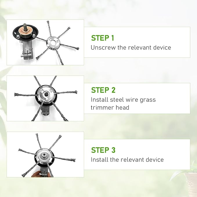 Steel Wire Grass Trimmer Head, 2025 New String Trimmer Replacement Head for Electric Battery Powered Cordless String Trimmer,6 Inch Wired Trimmer Blade for Lawn Mower Tray(2PC,6 Blade)