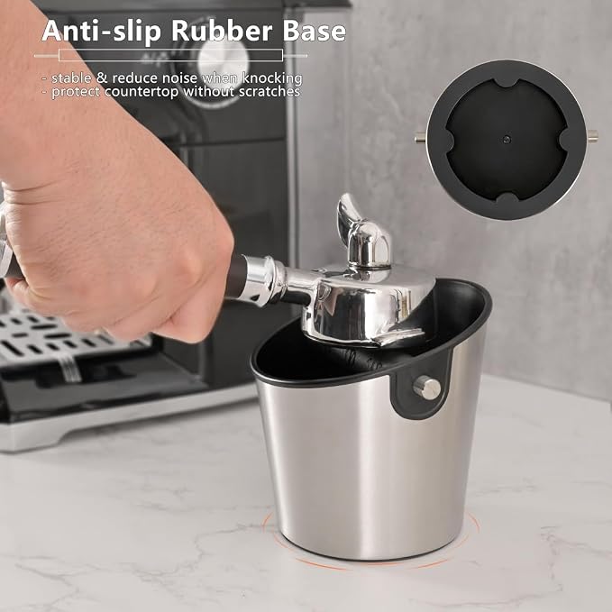 CAFEMASY Espresso Knock Box Barista-Tools - Mini Size Stainless Steel Coffee Puck Disposal Knock Box Espresso Machine Accessories Knock Out Box Container Dump Bin