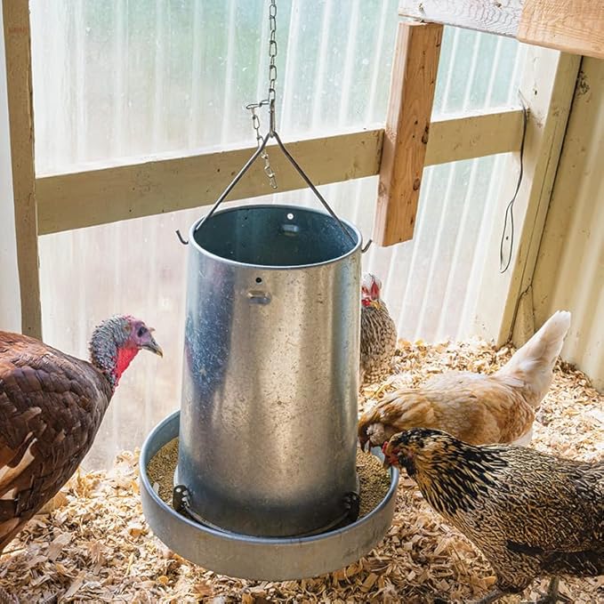 Premier 1 Galvanized Cone Feeder for Chickens & Poultry - 22 lb Capacity (Feeder Kit)