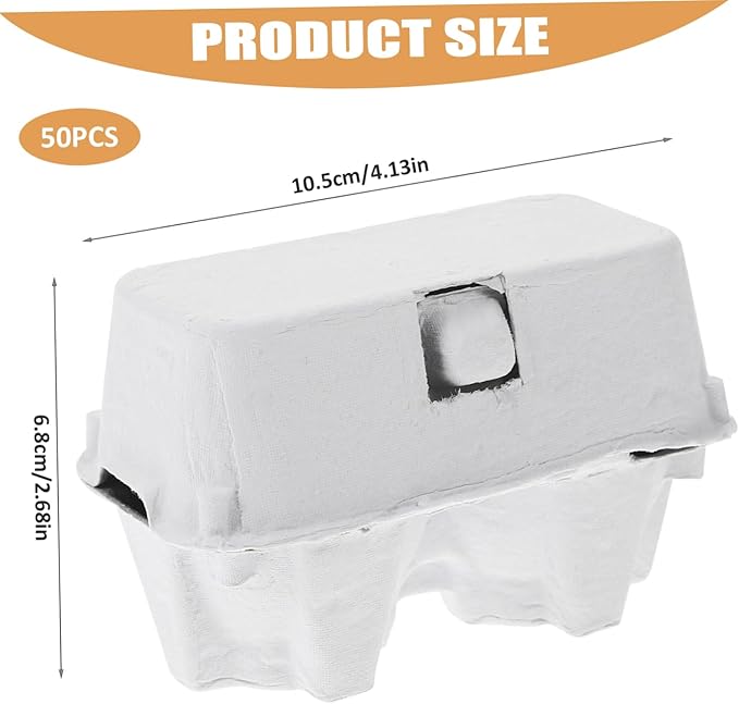 Paper Egg Cartons, 50PCS 2 Count 3x4 Paper Pulp Egg Cartons, Reusable No Breakage for Refrigerator Farm Market Travel.