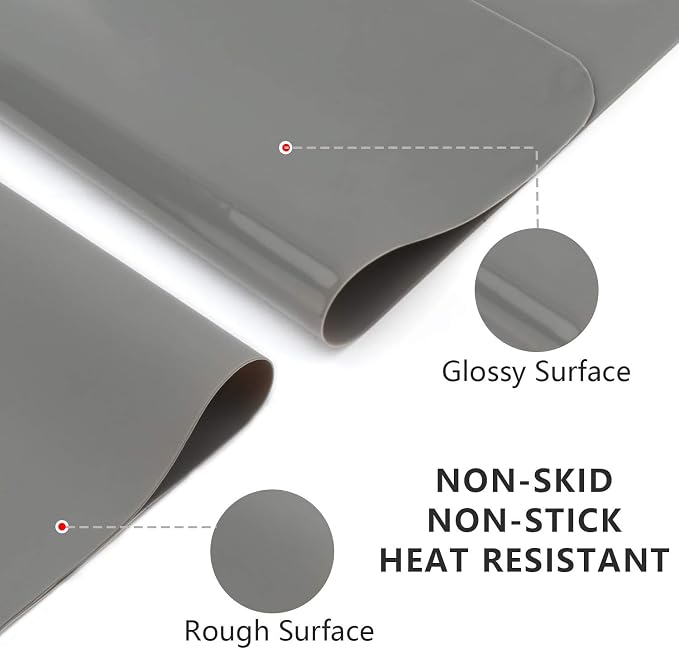 Gartful 3PCS Silicone Sheet for Crafts, Epoxy Resin, Jewelry Casting Molds, Multi-Purpose Counter Pad, Placemat Table Mat, Desk Protector, Nonskid Nonstick, Dark Grey (15.7x11.8 inches)