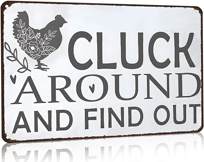 Funny Chicken Gifts Chicken Tin Sign for Home Farm Chicken Coop Farmhouse Kitchen Garden Decor 8 X 12 Inch (3021)