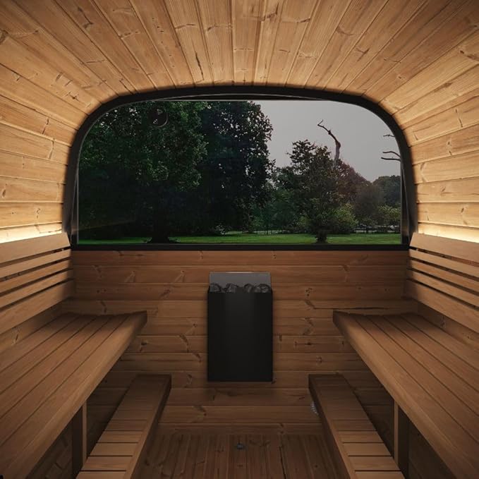 Model CL12GCP, Cube-Series Outdoor Home Sauna Suite Kit, Up to 8 Persons (Sauna Heater and Sauna Stones Included) (Drop 9 WiFi - Glass)
