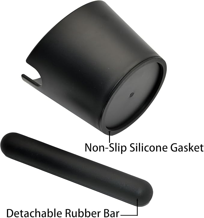 IAOSEN 6.3 inch Large Espresso Knock Box Silicone coffee Tamper Mat Espresso Machine Accessories Set of 2 with Removable Knock Bar and Anti-Slip Base for Home Office Barista Tools for Bar Shop