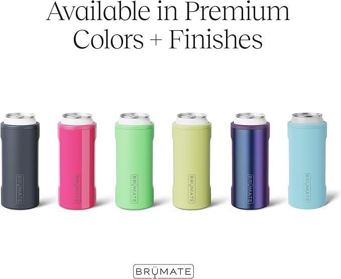BrüMate Hopsulator Slim Can Cooler Insulated for 12oz Slim Cans | Skinny Can Insulated Stainless Steel Drink Holder for Hard Seltzer, Beer, Soda, and Energy Drinks (OD Green)