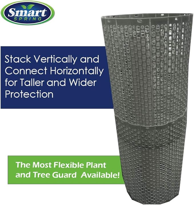 15" Tree Trunk Protector Spiral Guards, Stackable & Adjustable Tree Bark Protectors, Tall Sapling Guards Protect from Weed Eaters, Deer & Rodents, Orchard & Vineyard Vine Protection (60, Slate)