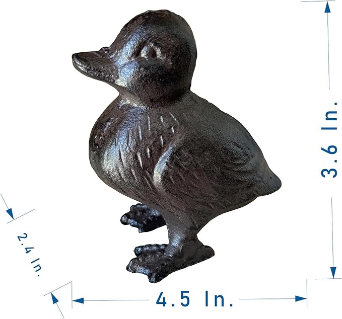 Rust Brown Cast Iron Duck Figurine(3.6" Tall) - Single Piece Vintage Style Decorative Ornament for Home, Garden, Shelf Decor HC6905