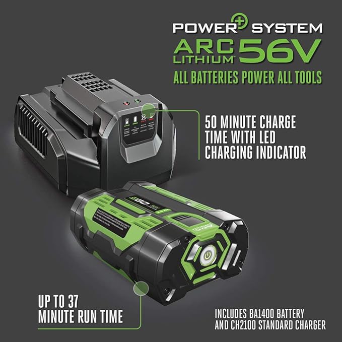 EGO POWER+ String Trimmer, Battery Powered, 15" Trimmer for Weeds and Grass with POWERLOAD and Carbon Fiber Split Shaft, Includes 56V 2.5Ah Battery and Charger - ST1521S