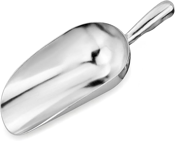 New Star Foodservice 34547 One-Piece Cast Aluminum Round Bottom Bar Ice Flour Utility Scoop, 24 -Ounce, Silver (Hand Wash Only)