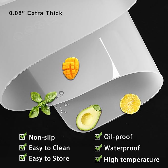 Food-Grade Silicone mat,2MM Extra Thick Silicone Mats for Kitchen Counter, 25.6" x17.7" Non-Slip Waterproof Large Countertop Protector Mat, Heat Resistant Mat, Silicone Placemat (Translucent)