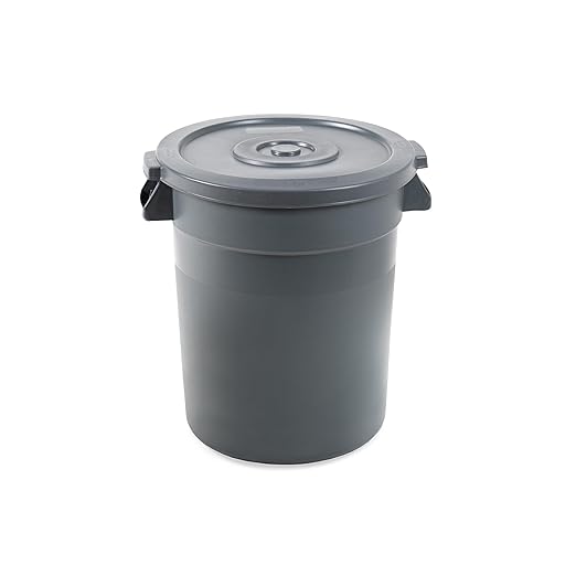 PRO&Family 20 Gallon Trash Can with Lid Round Ingredient Storage Containers Recycling Bin Kitchen Garbage Can Office Garbage Can Trash Barrel Plastic Barrel Yard Waste Bin Outdoor Trashcan (3, Gray)