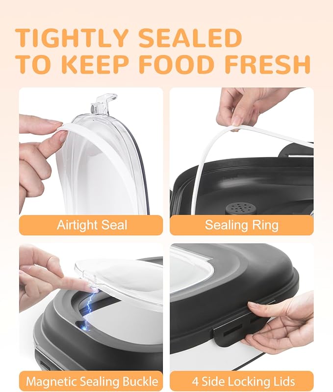 20-50 Lbs Food Storage Containers,Collapsible Rice Container with Wheel Airtight Locking Lid,Flour Storage Container with Small Food Container and Scoop,Suitable for Food,Rice,Pet Food,Flour