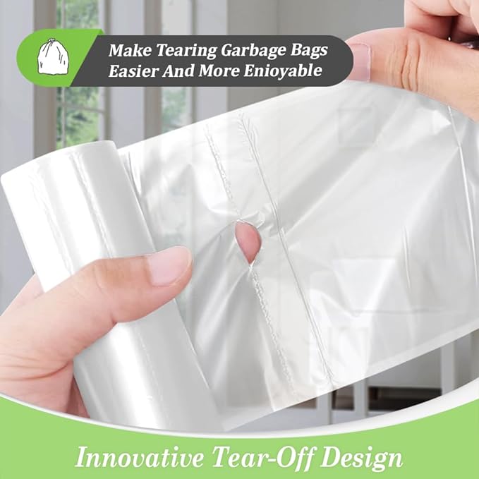 Teivio 1.2 Gallon 360 Counts Trash Bags Garbage Bags, Bathroom Trash Can Bin Liners, Small Plastic Bags for Home Office Kitchen Kitchen (Clear)
