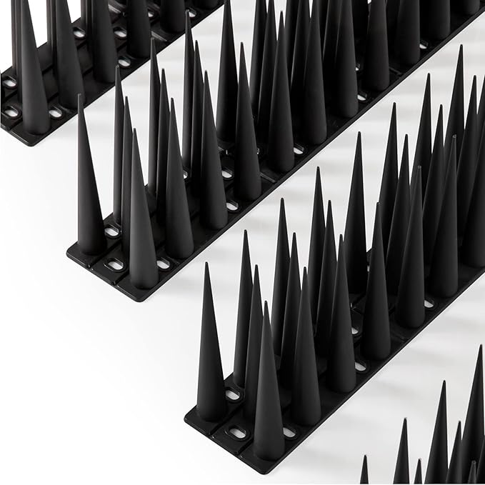 OFFO Bird Spikes Pigeon Outdoor Spikes for Cat Keep Birds Raccoon Woodpecker Away Covers 8 Feet(2.44m), Black