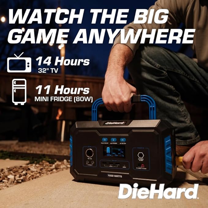 DieHard Portable Power Station 1000-Watt (2000-Watt Peak) - Quiet, Lightweight Solution for Home Backup, Weather Emergencies, Outdoor Recreation, Jobsite